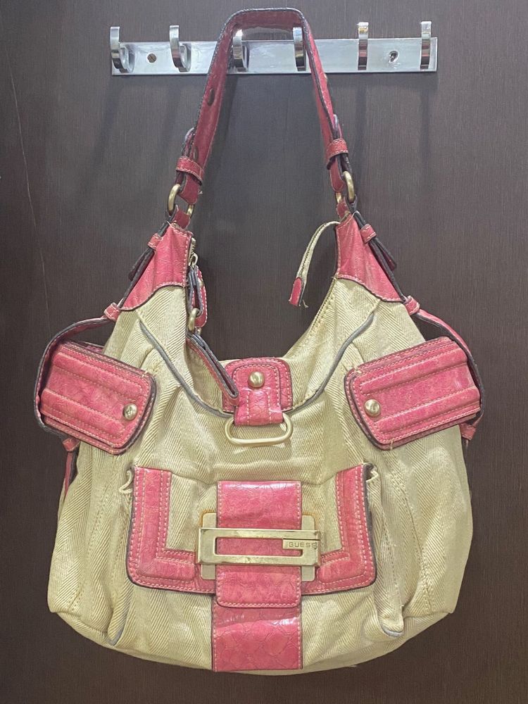 Guess Y2K Pink &amp; Beige Shoulder Bag