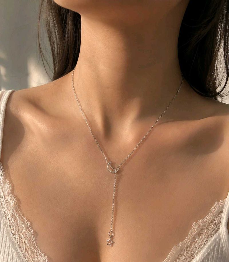 Silver Moon &amp; Star  Necklace