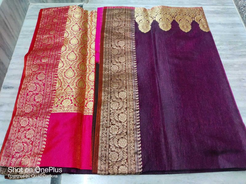 Banarsi Silk Saree Plain Border Pallu Sare