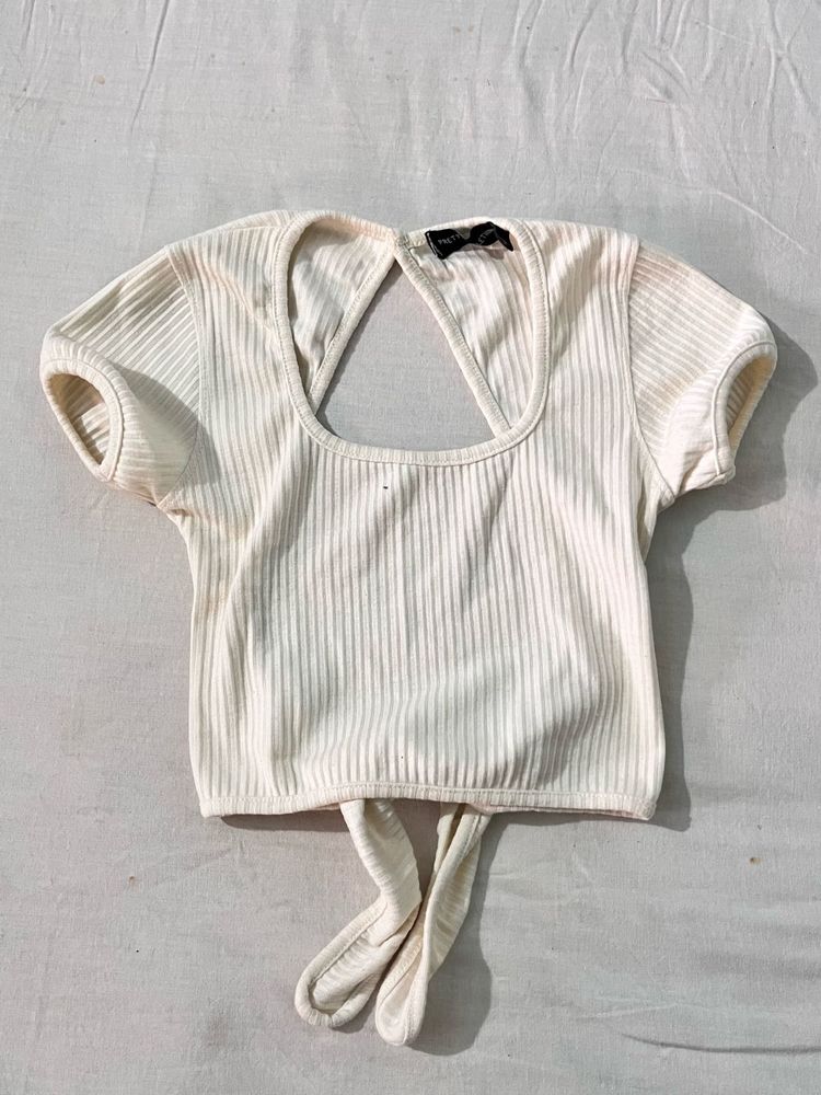 Ribbed Crop Top with Open Back