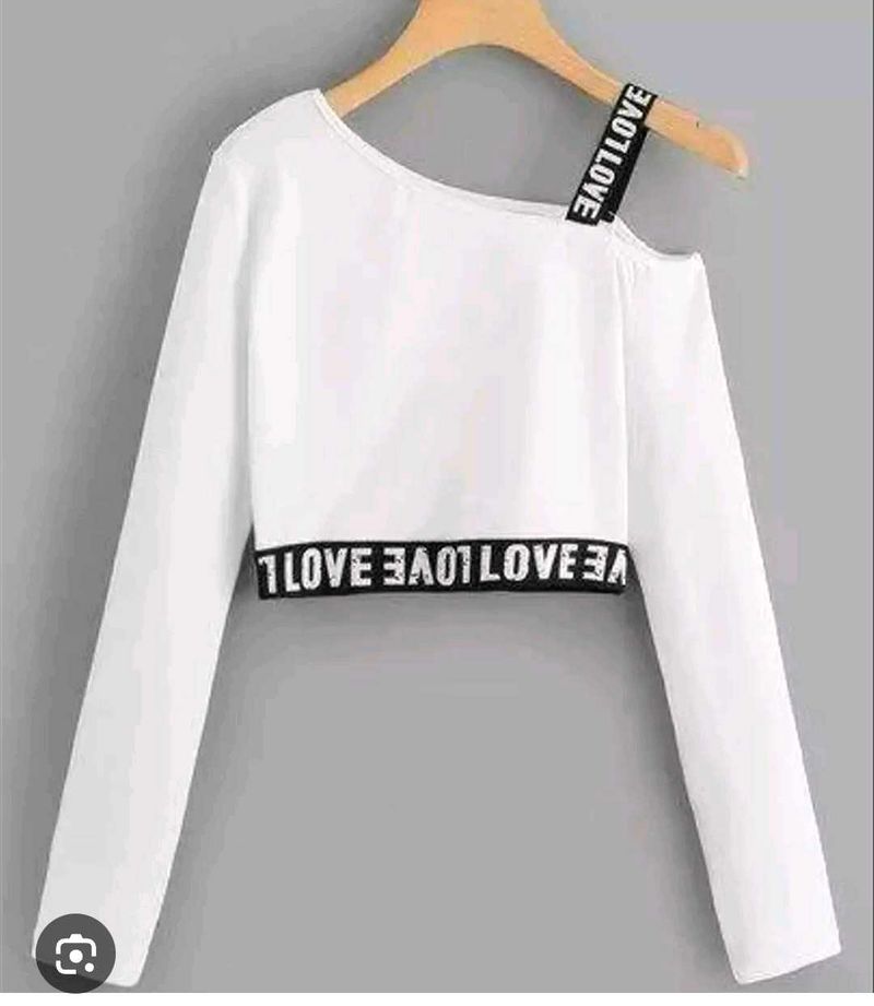 White Crop Top with 'LOVE' Accent