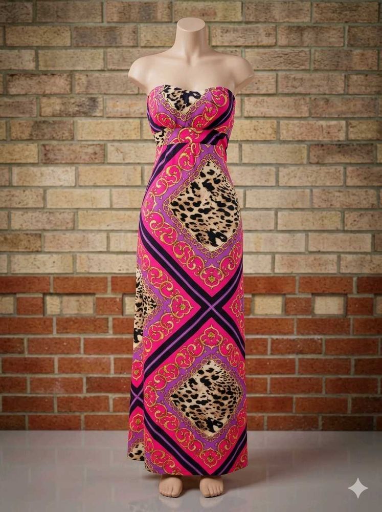 Strapless Maxi Dress with Bold Print