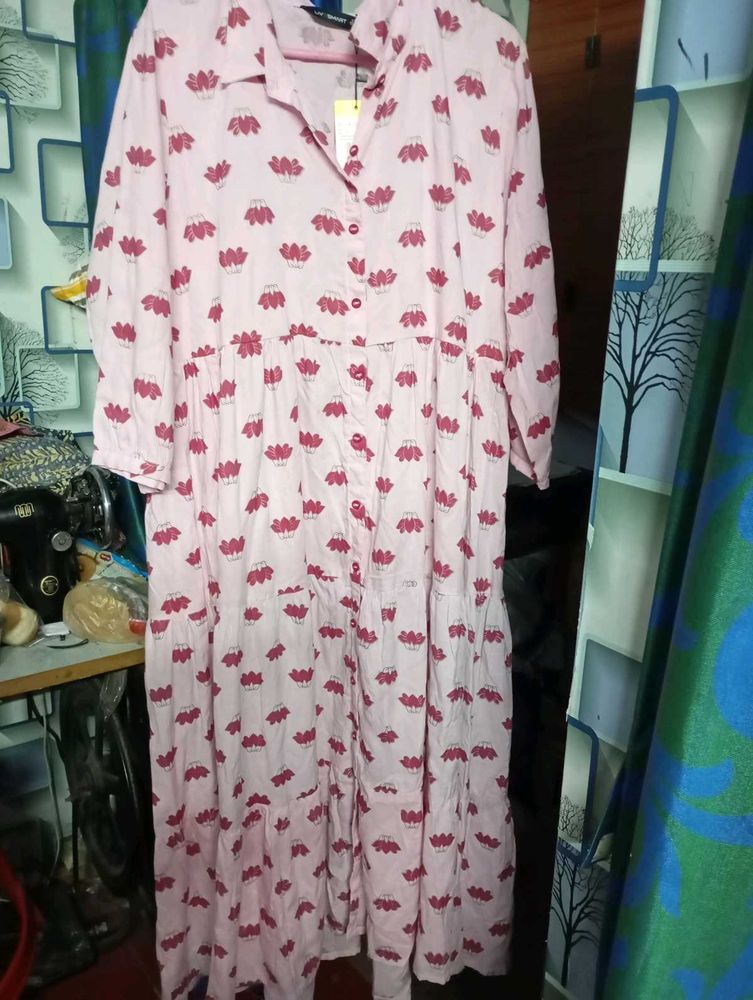 New Floral Print Shirt Dress