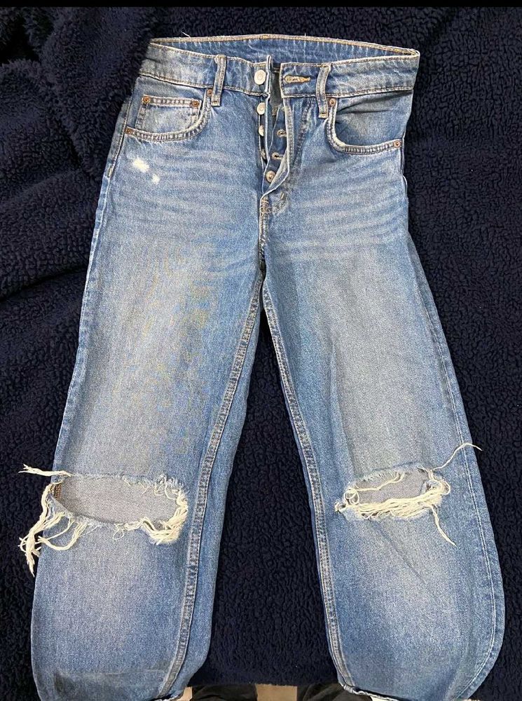 Distressed H&amp;M Blue Denim Jeans