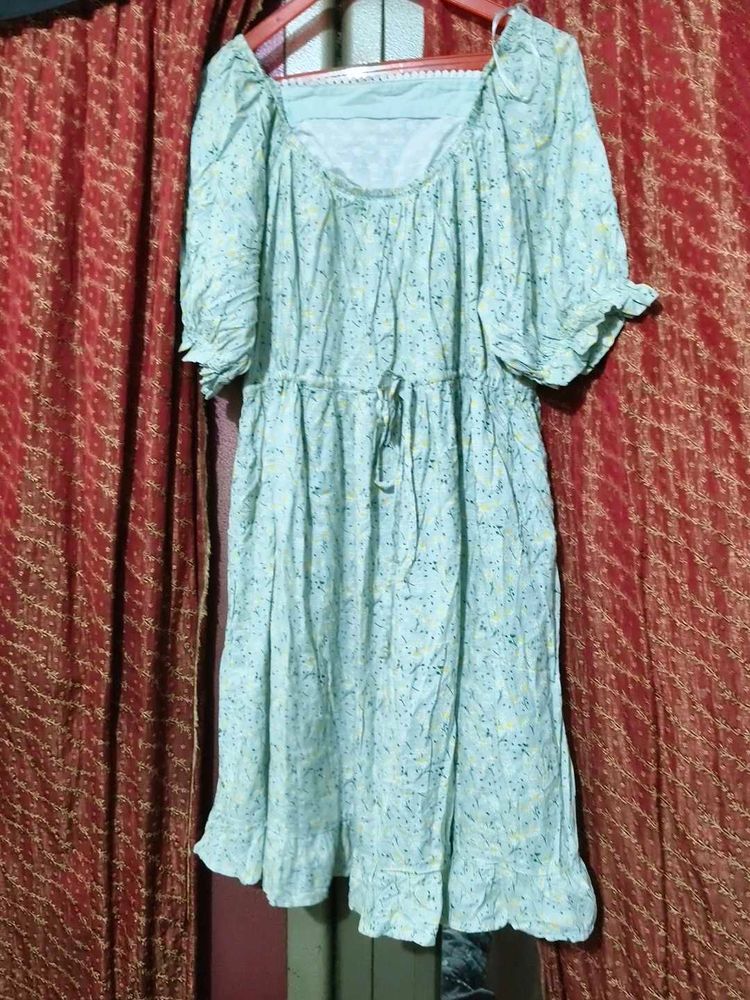 Light Blue Floral Print Midi Dress