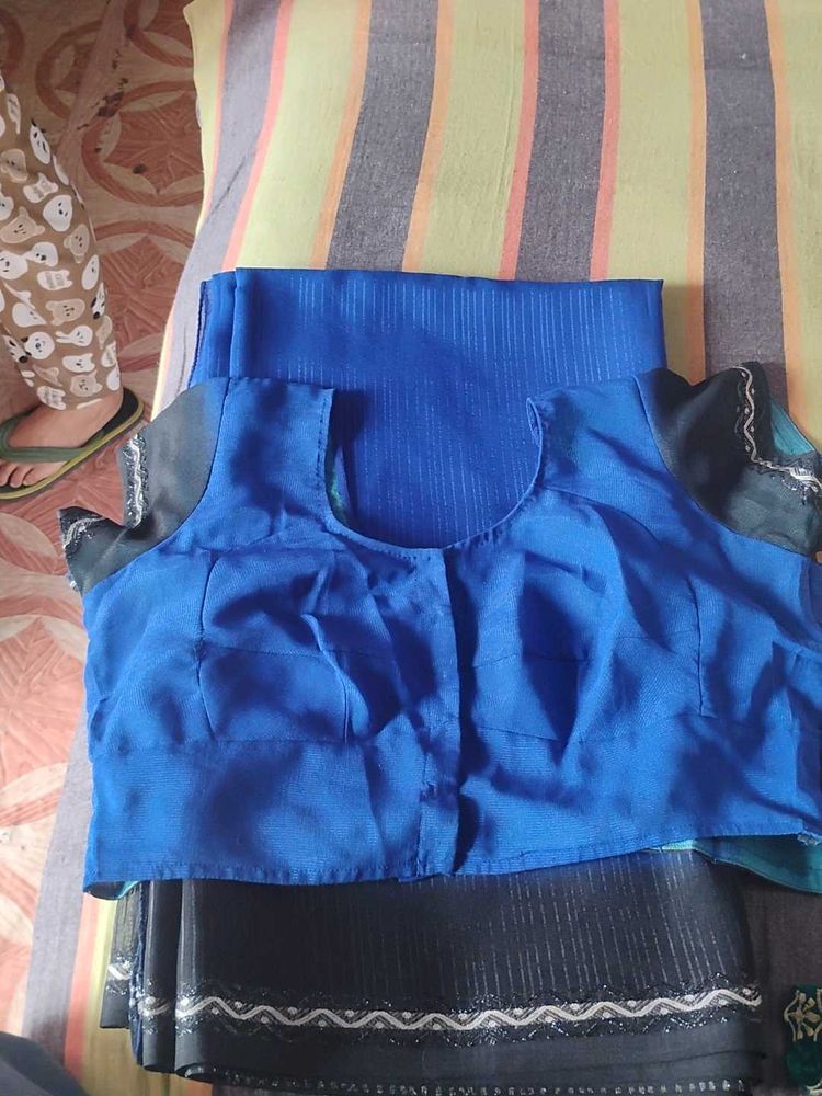 Royal Blue &amp; Black Saree