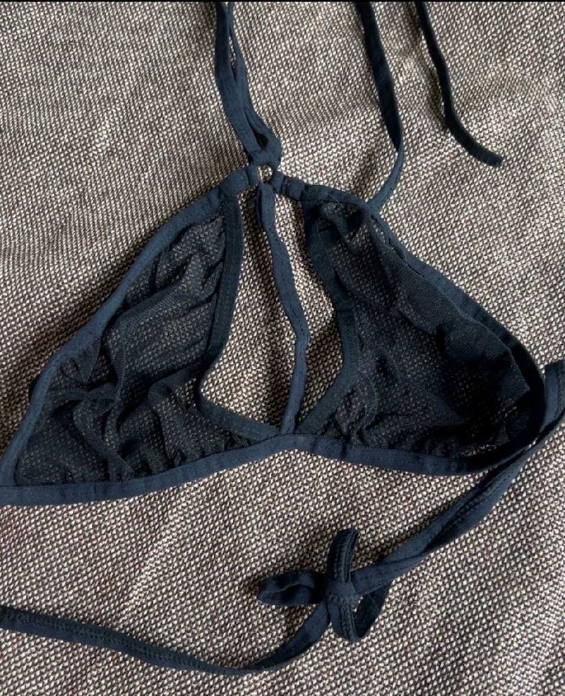 Sheer Black Halter Neck Bra