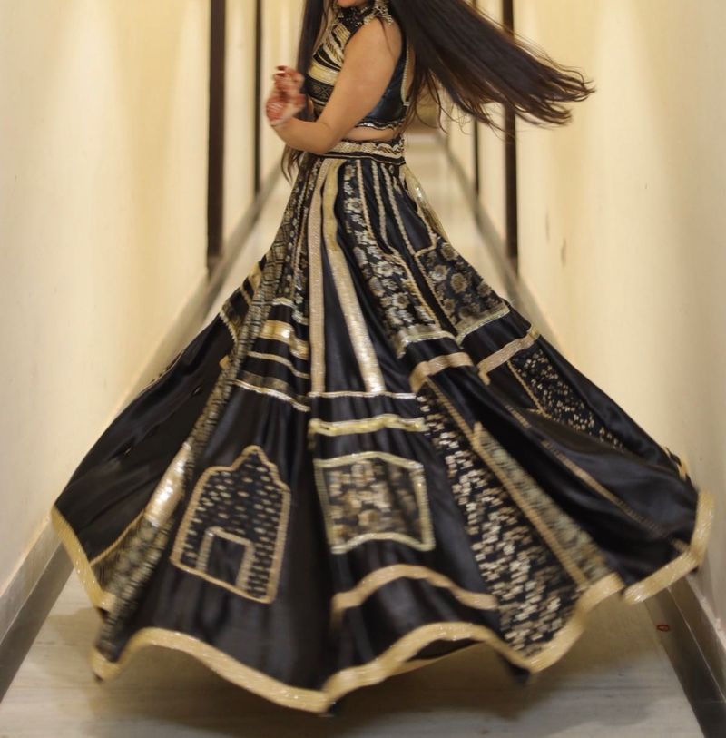 Elegant Black &amp; Gold Lehenga Choli