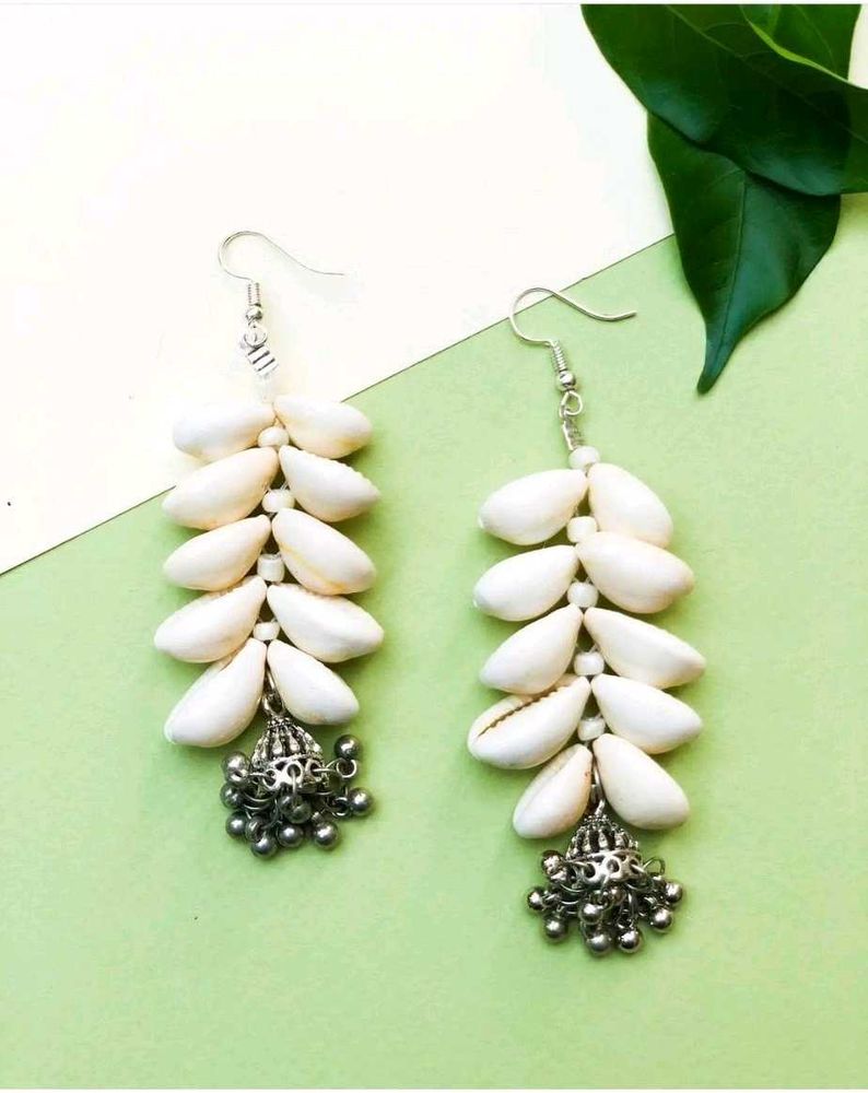 Boho Cowrie Shell Jhumka Earrings