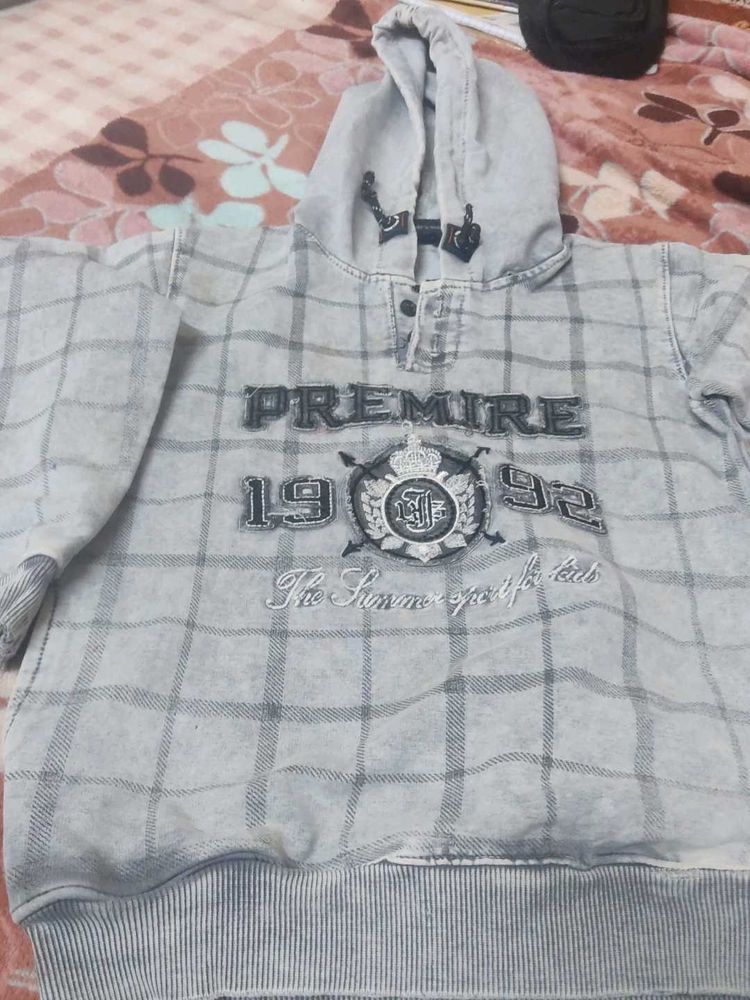 Boys grey Plaid Hoodie