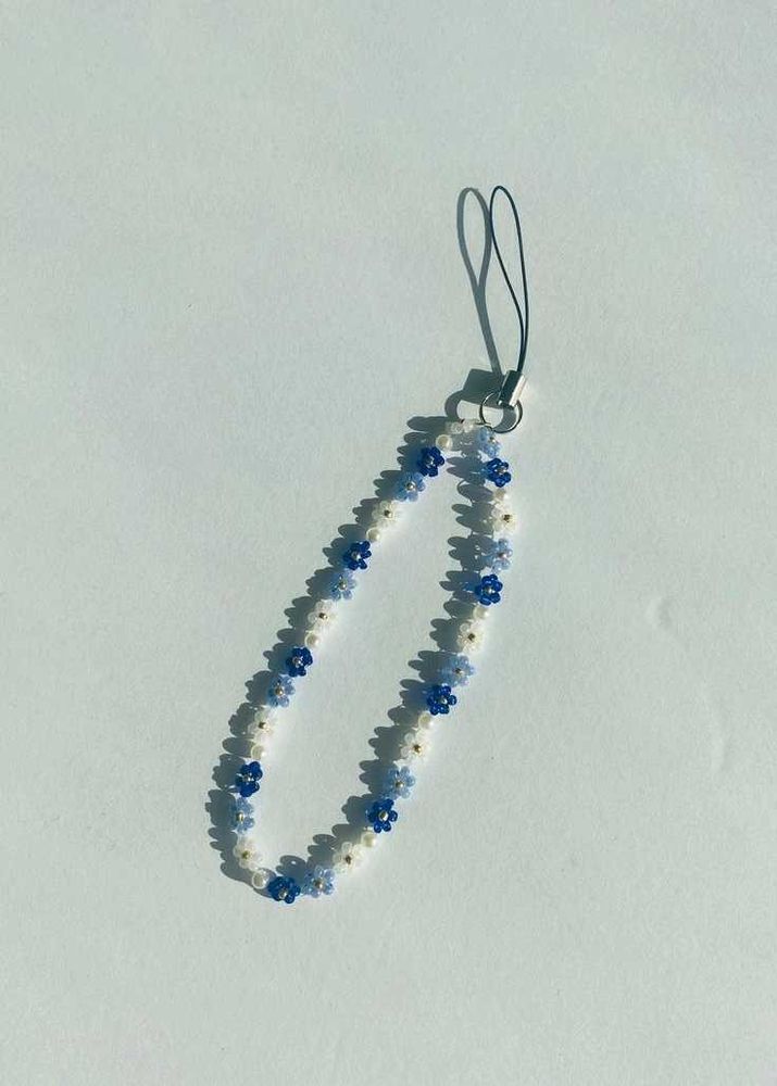 Blue Flower Beaded Phone Charm🧿