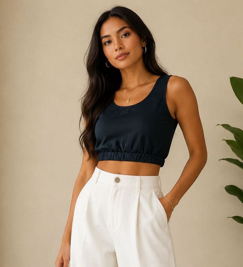 SSS Black Sleeveless Crop Top