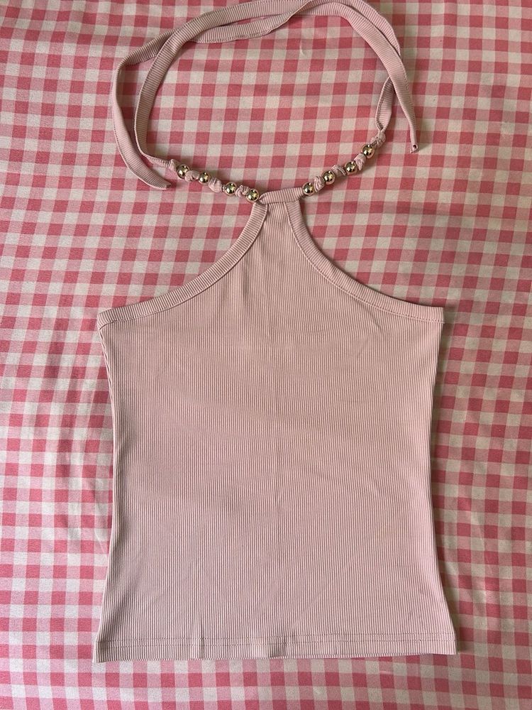 Pink Halter Neck Top