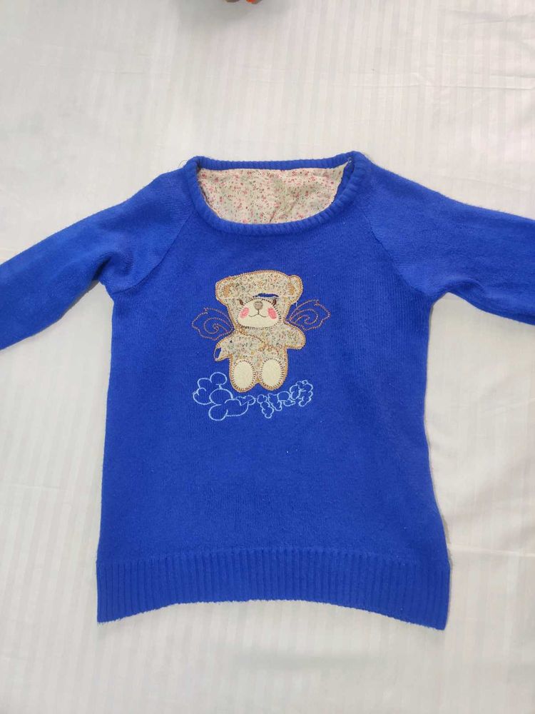 Cute Blue Teddy Bear Sweater