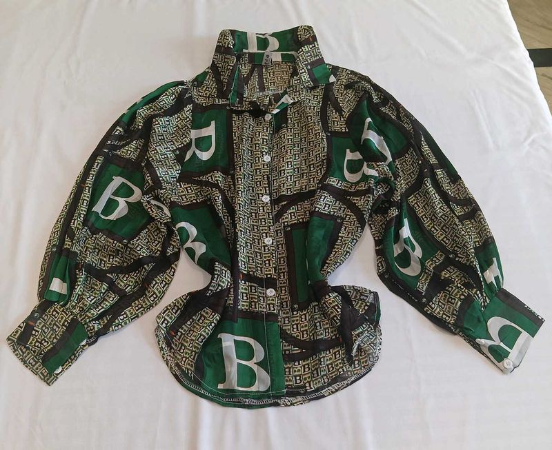 Green Oversized Printed Shirt