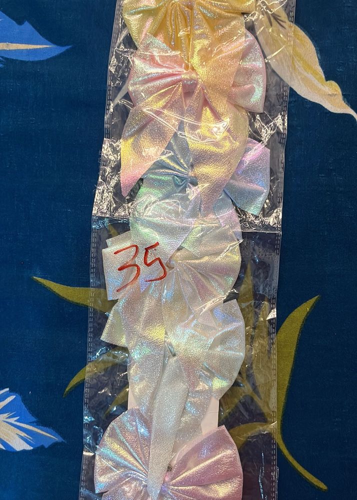 Iridescent Bow Hair Clips Set