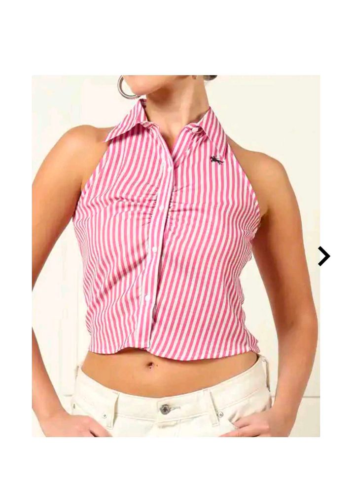Pink Striped Halter Top