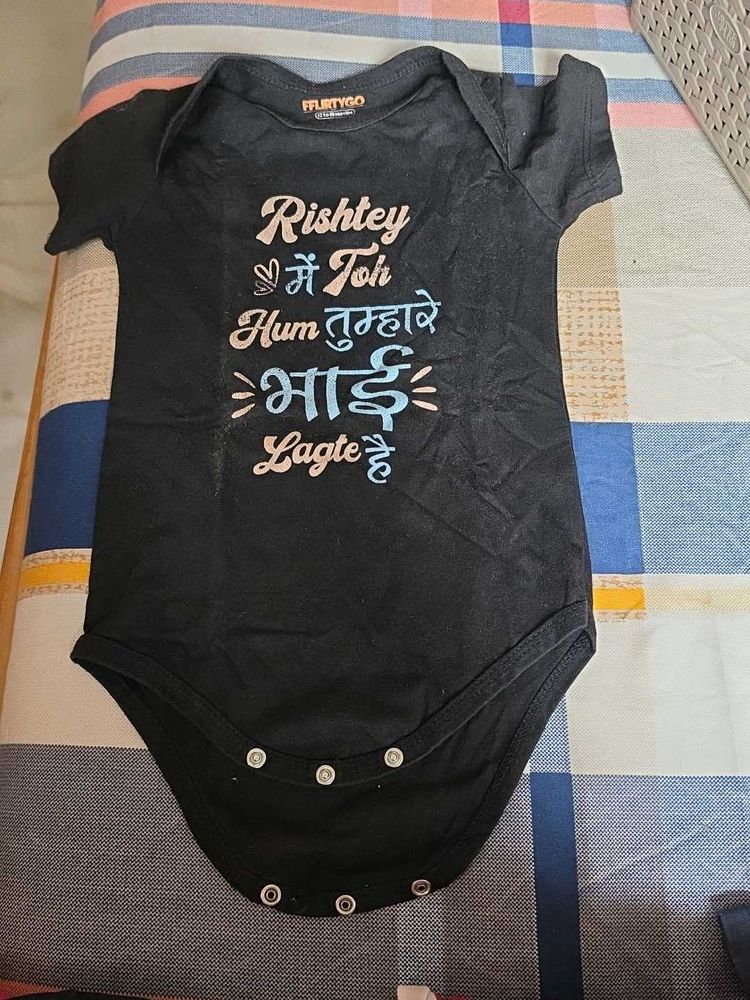 Cute Black "Bhai" Baby Onesie