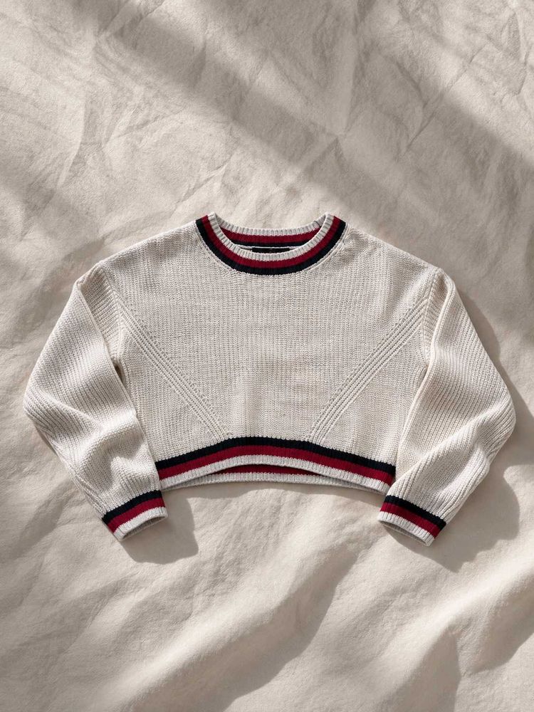 IVORY CROPPED KNIT SWEATER