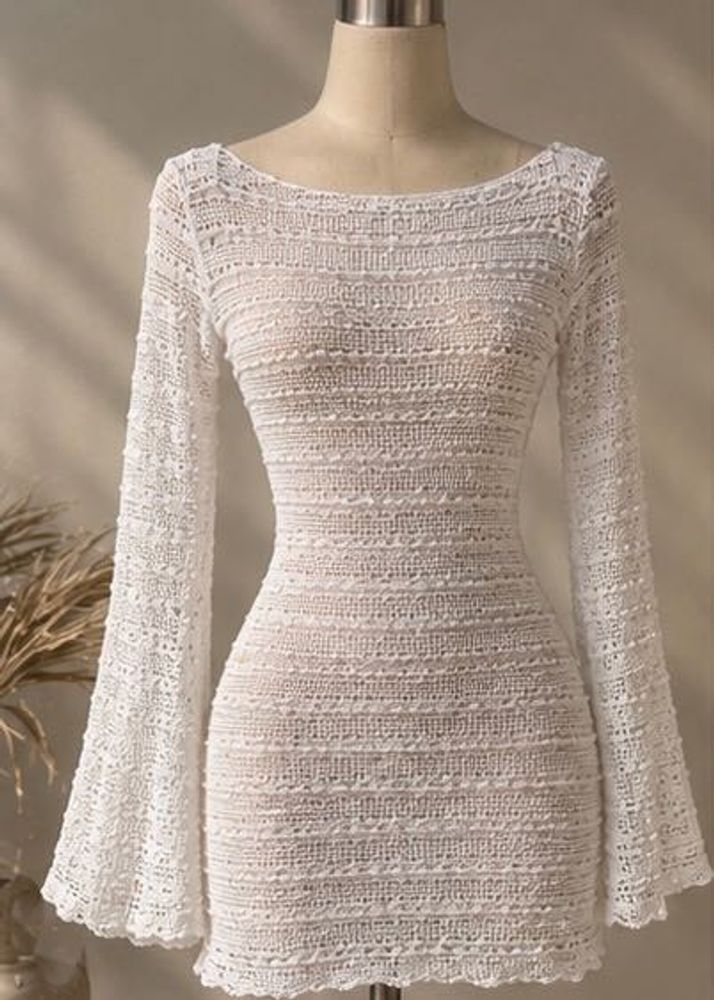 White Crochet Mini Dress