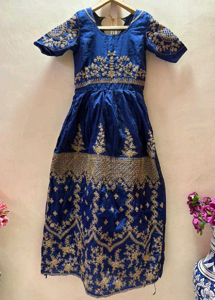 Royal Blue Embroidered full length gown