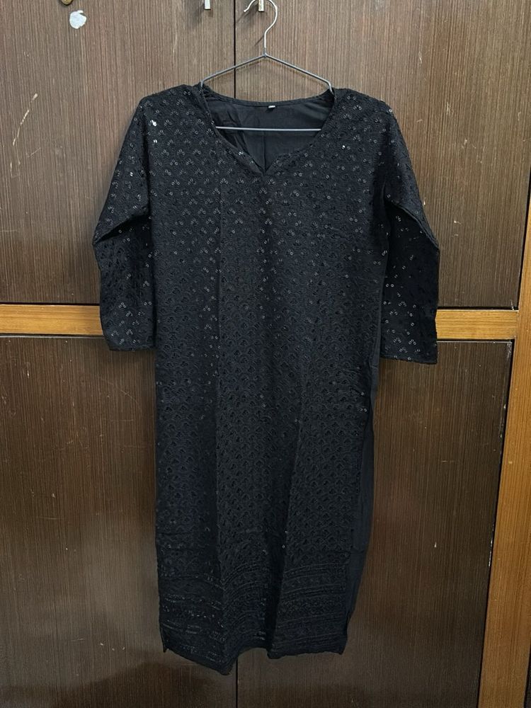 Elegant Black Sequined Kurta