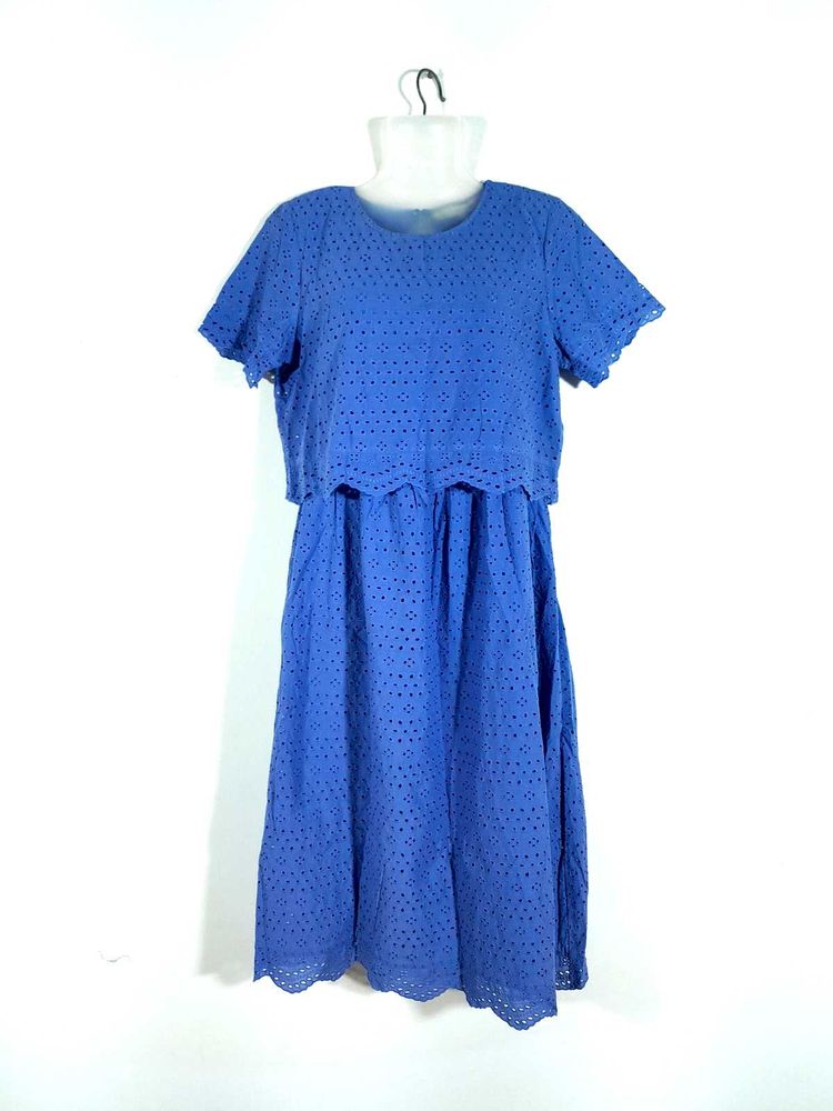 Blue Overcoat Style Dress For Women's