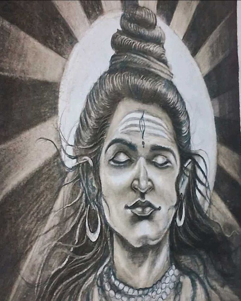 Shiv Painting On Cardboard Paper