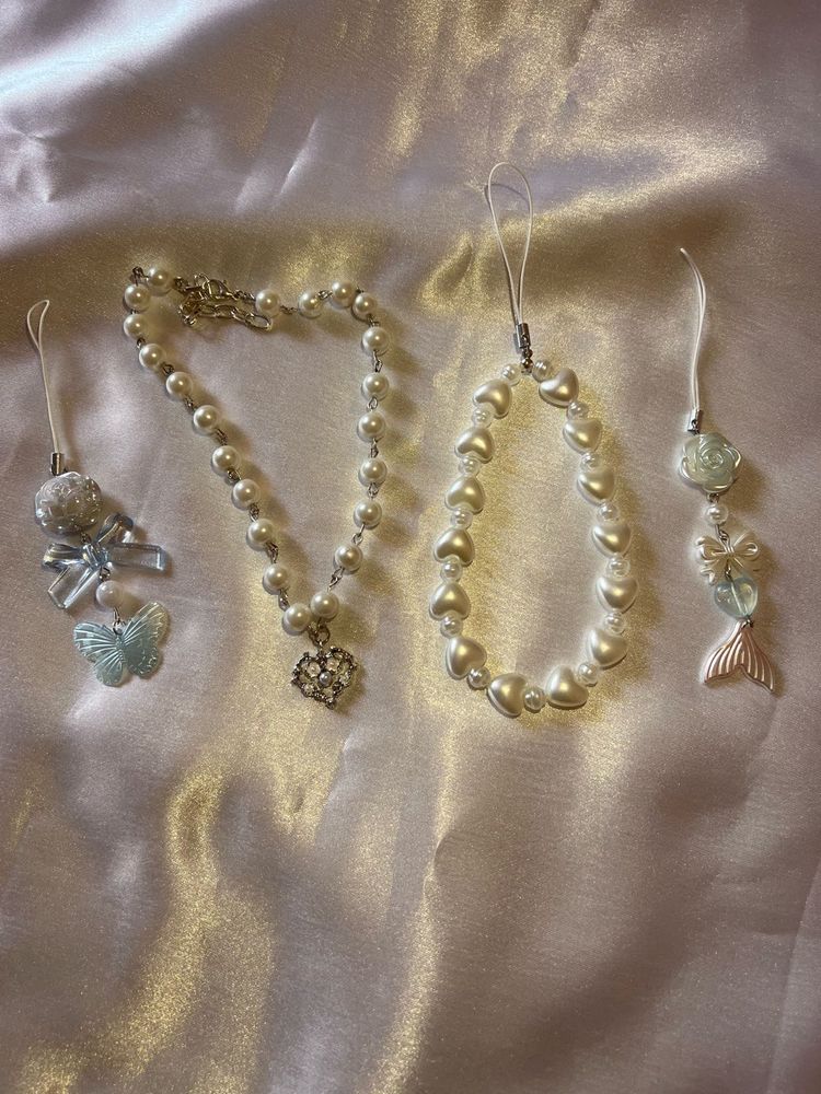 HANDMADE Pearl Charm Necklaces &amp; Bracelets Set