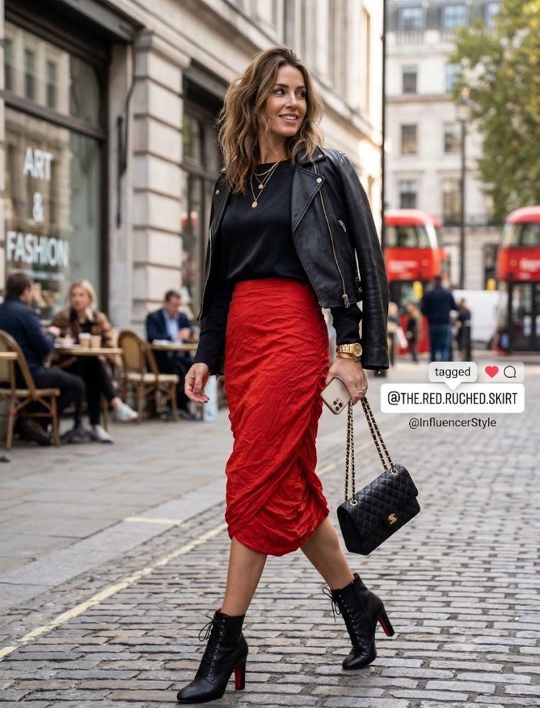 H&amp;M BRANDED Stunning Red Ruched Skirt