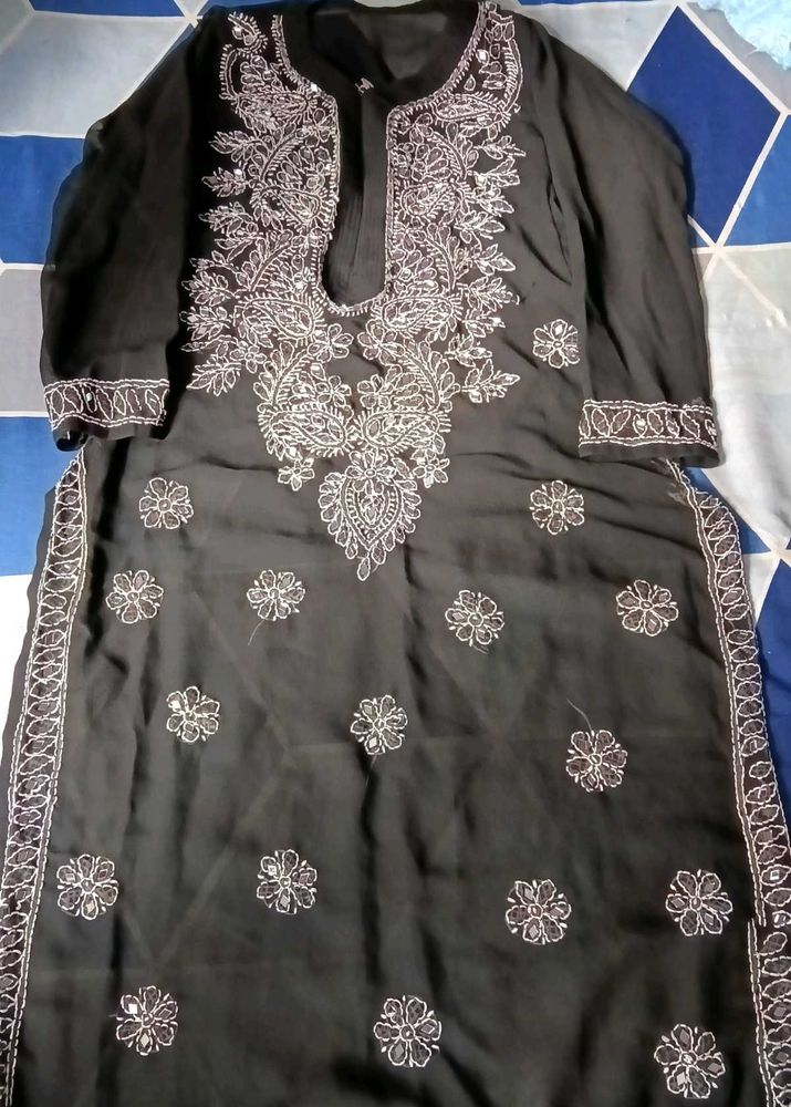 Elegant Black Chikankari Kurta