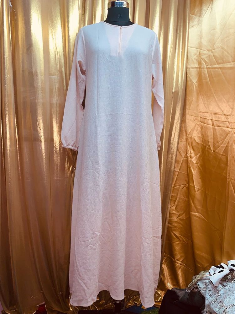 Elegant Pink Maxi Dress Abaya