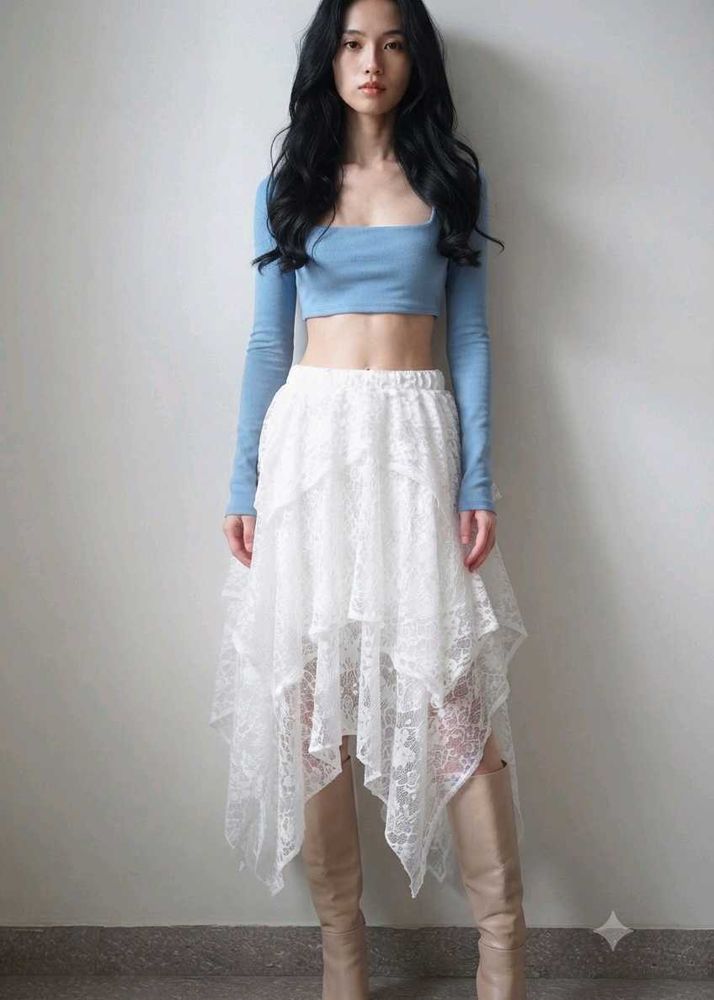 (price drop) offwhite lace skirt
