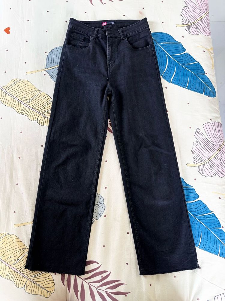 Black High Rise Wide leg jeans