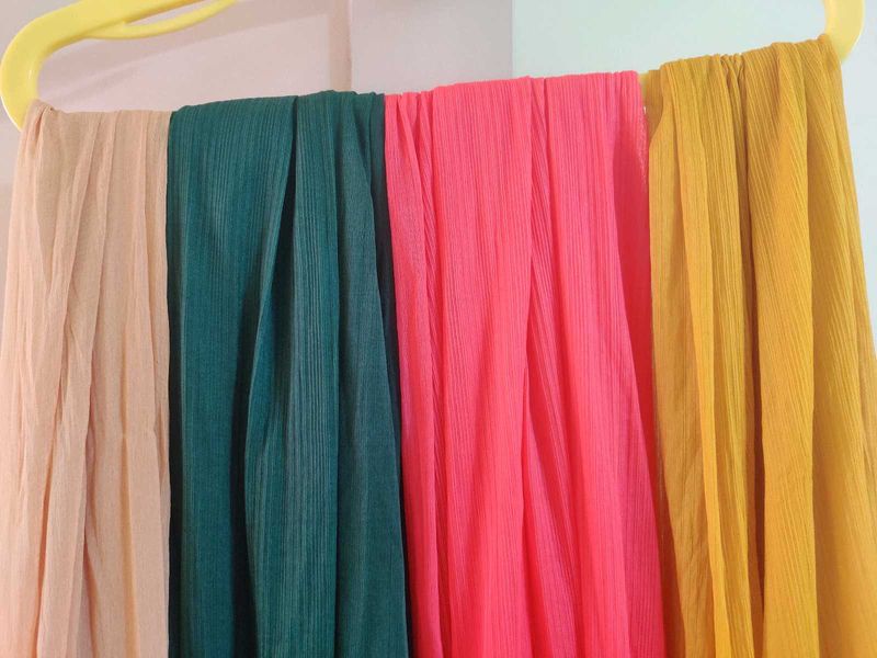 Set of 4 Pleated Dupattas in Vibrant Colors