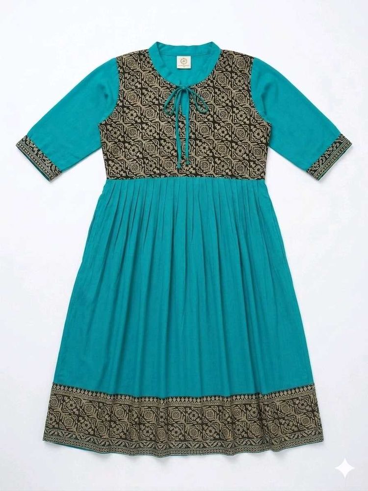 Beautiful Teal Printed Kurta