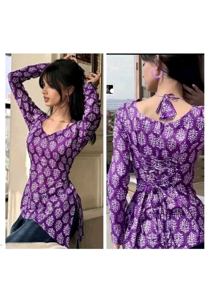 Stylish Purple Printed Kurti