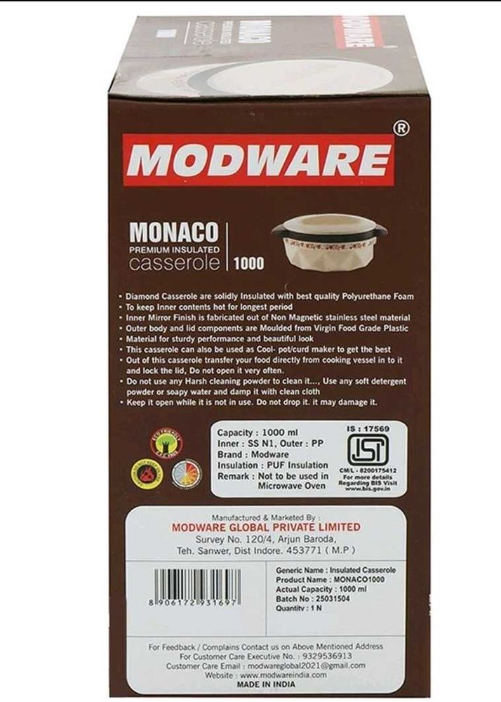 Modware Insulated Casserole 1000ml