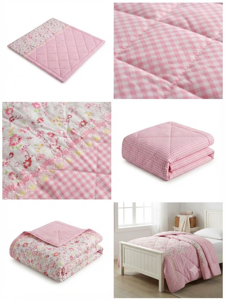 Pink Quilted comforter with Flora Print