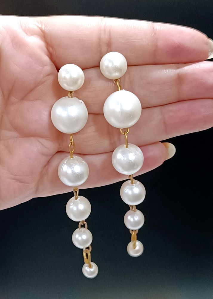 Pearl Long Drop Moti Earrings