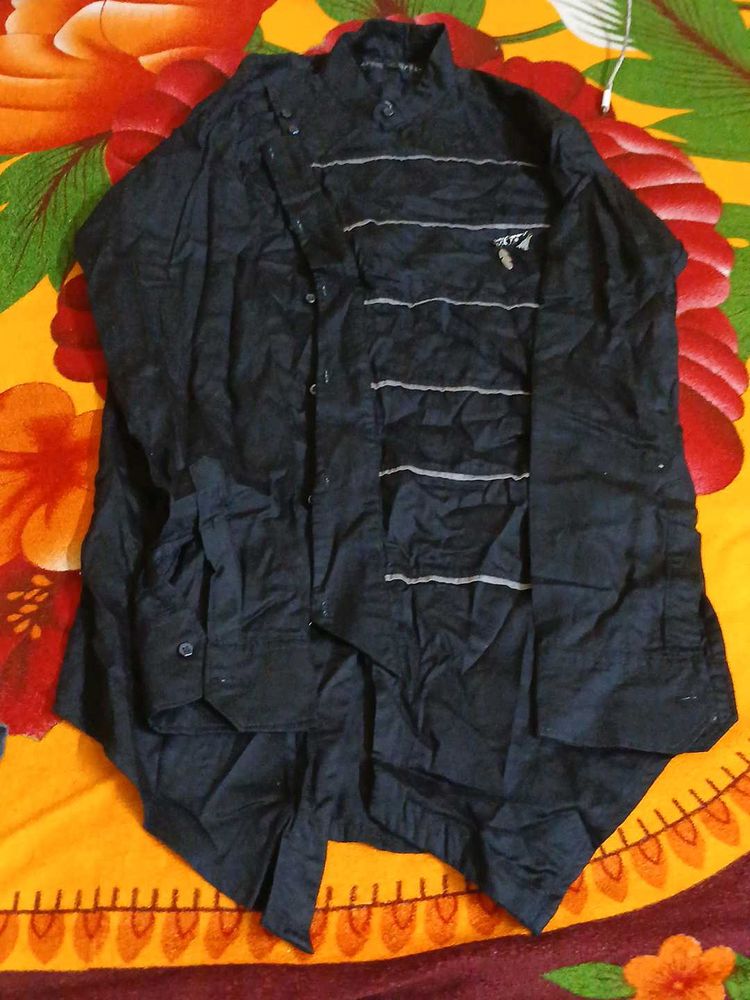 Unique Black Shirt with Stripes