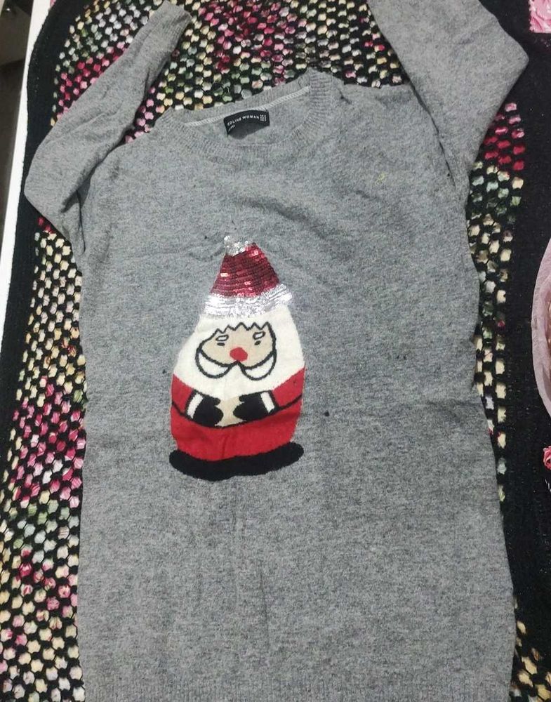 Grey Santa Sweater