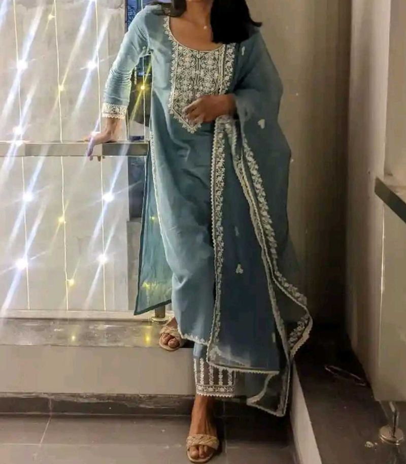 Libas Embroidered sequinned kurti with trouser &amp; d