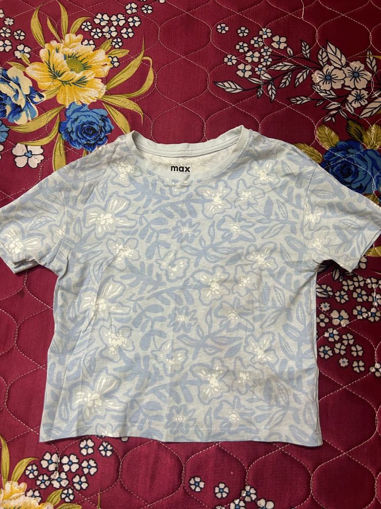 Light Blue Floral Print crop top