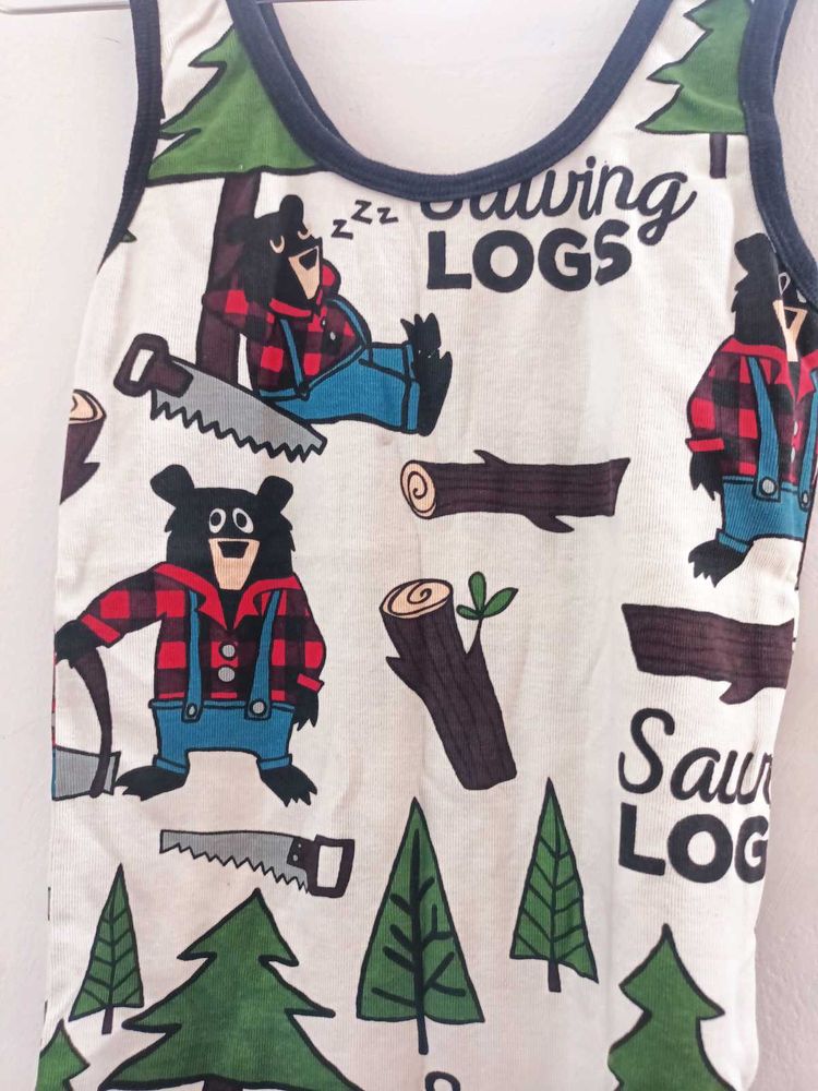 Cute Bear Graphic Spaghetti for girls Size 24