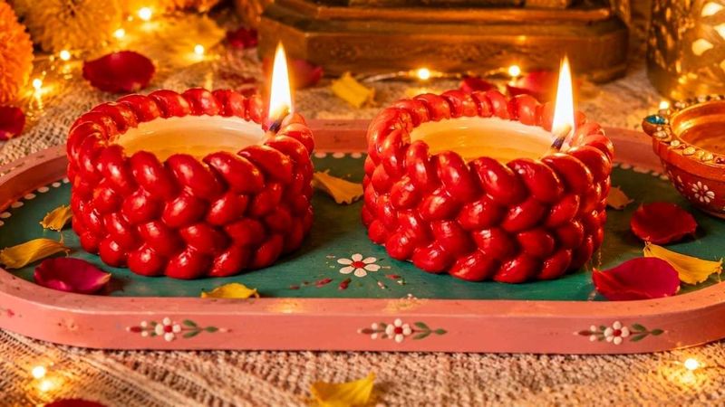 Decorative Red Braided Candles