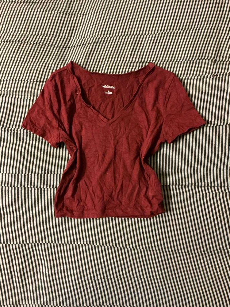 Burgundy V-Neck T-Shirt