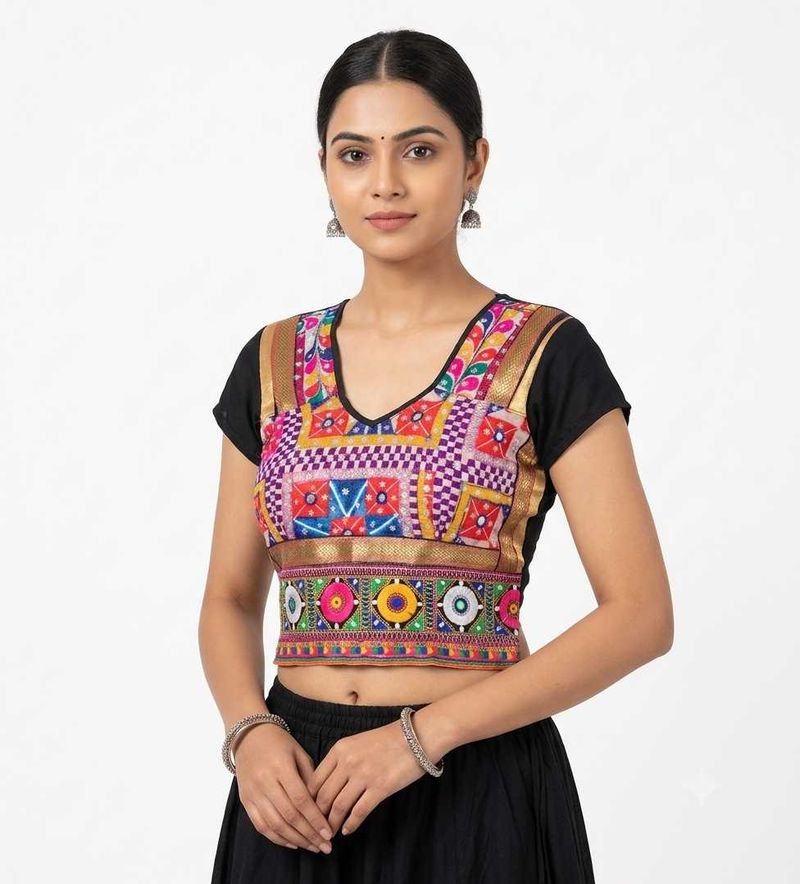 Embroidered Patchwork Blouse Top Navratri