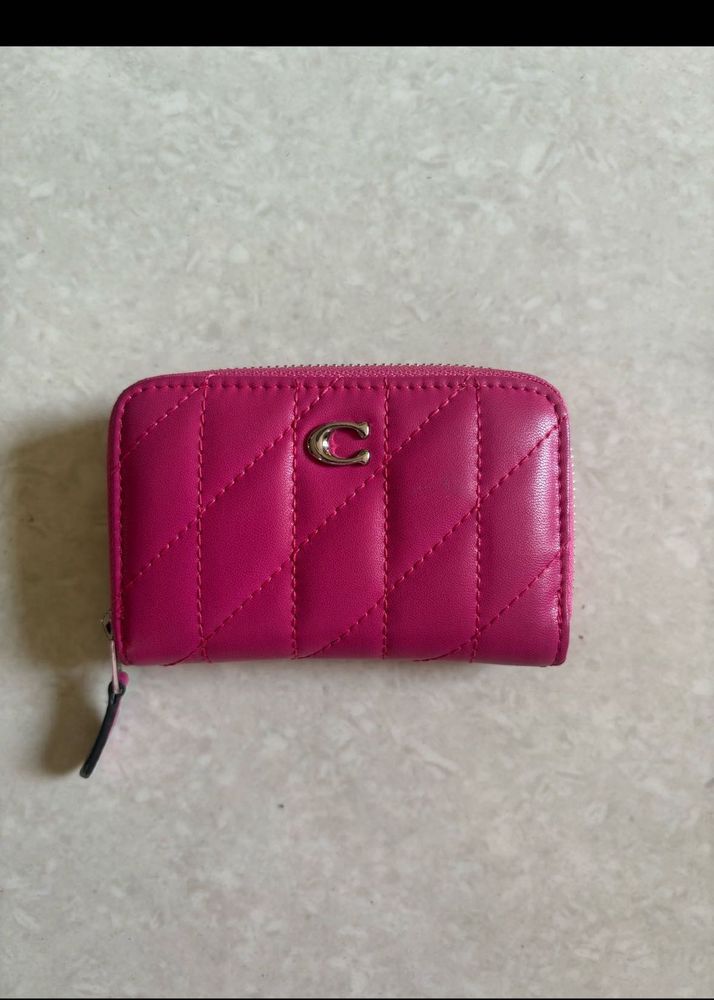 COACH Pink Quilted Zip Around Wallet