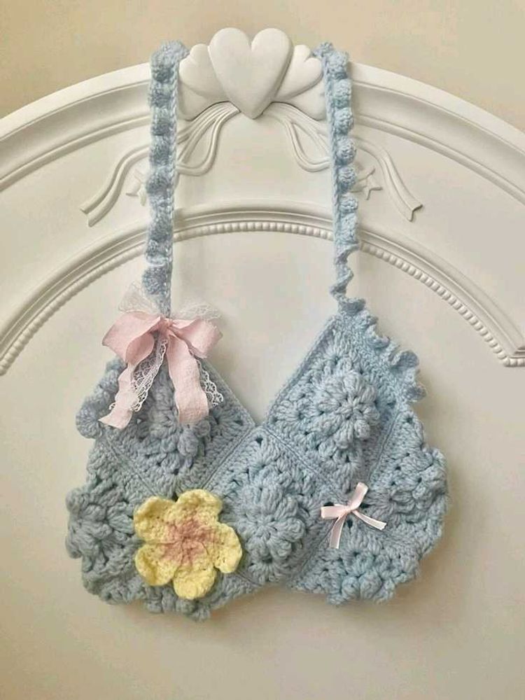 Crocheted Baby Blue Bag